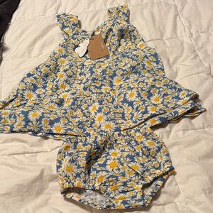 Angel Dear Floral Baby sundress  in Blue and Yellow